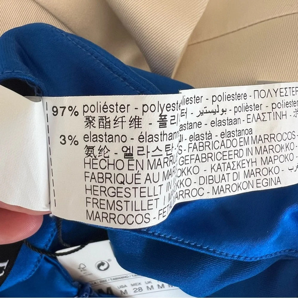 NWT Zara Satin Effect Ruched High Waist Slit Midi Skirt Cobalt Blue - Picture 9 of 9